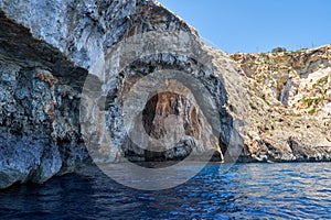 Steep cliff over Mediterranean sea on south part of Malta island