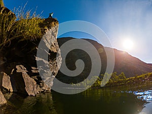 Steep cliff on the river of Chulyshman