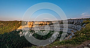 The steep cliffs of Creux du Van area in Switzerland