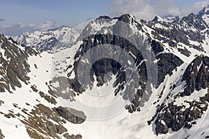 Steep cliffs of Tenda Diavolo peak, Orobie, italy photo