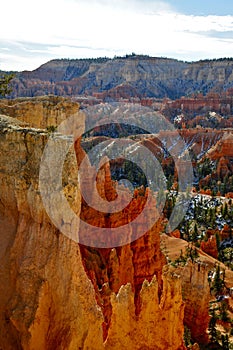 Steep cliffs in Wintertime Bryce Canyon