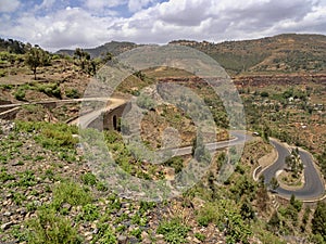 steep climb of a road in the mountains of Ethiopia