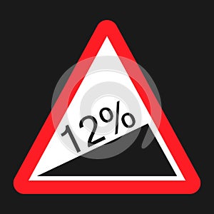 Steep climb sign flat icon