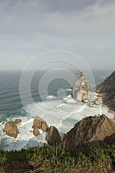 Steep coast at Praia da Ursa beach, Portugal