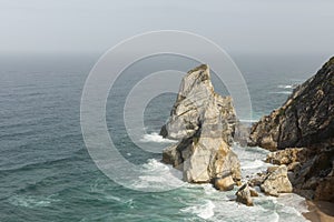 Steep coast at Praia da Ursa beach, Portugal