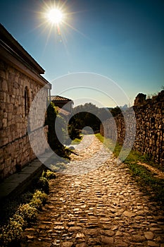 Steep cobblestone path