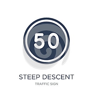 steep descent sign icon. Trendy flat vector steep descent sign i