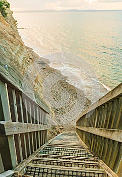 A steep descent to the sea, Whangaparaoa Peninsula, Aockland, New Zealand