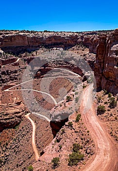 A steep dirt road near Moab, Utah