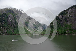 Steep glacial mountains and valley in Tracy Arm Fjord, Alaska photo