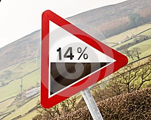 A steep gradient warning sign