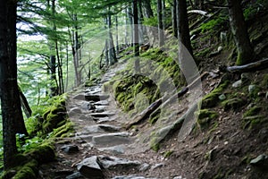 a steep hiking trail leading up a mountain