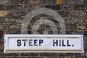 Steep Hill Street Sign in Lincoln UK