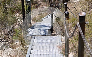 Steep metal staircase on Mt Cooroora hiking trail