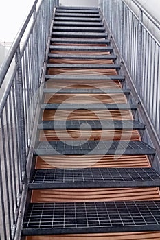 Steep metal stairs going up