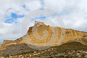 Steep mountain in the badlands Bardenas Reales