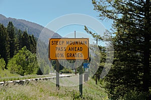 Steep Mountain Pass Highway Warning Sign