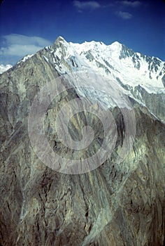 Steep mountain peak and glacier in the Pamirs