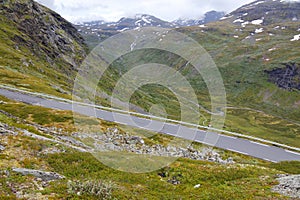 Steep mountain road in Norway