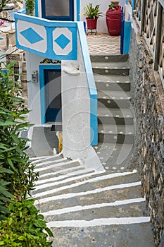 Steep and narrow alleys in Olymbos village