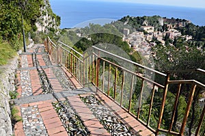 Steep pass above the Sicilian town Taormina
