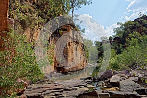 Steep Red Sandstone Gorge Walls