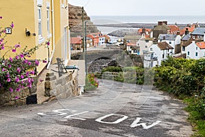 Steep road leading into Staithes