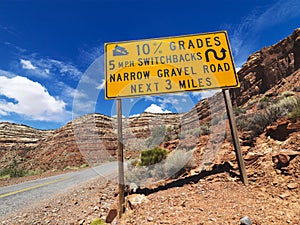 Steep road warning. photo