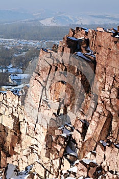 Steep rock in the winter