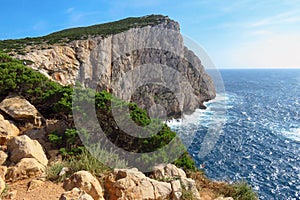 Steep rocks and cliffs at the rugged coast of Capo Caccia