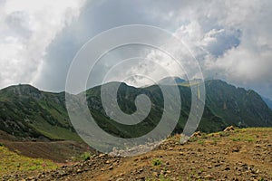 Steep slope on the mountain of the Northern Caucasus
