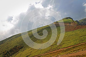 Steep slope on the mountain of the Northern Caucasus