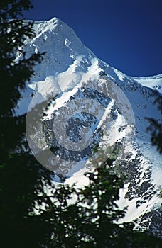 Steep, Snow-covered Mountainside