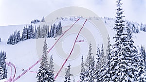 Steep Speed skiing slope at Velocity Challenge and FIS Speed Ski World Cup Race at Sun Peaks Ski Resort