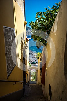 Steep stairs in small village Positano on the Amalfi Coast, Italy