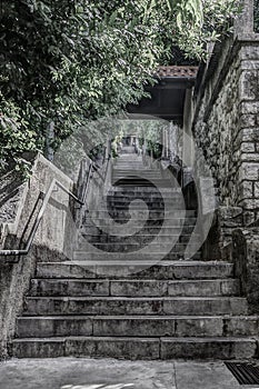 Steep stairway going up to the Trsat Castle.