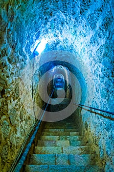 Steep stairway leading to the Fort Liberia at Villefranche de Conflent, France