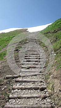 Steep stairway in the mountains near Oberstdorf, Allgau, Germany