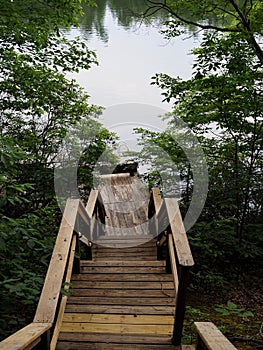 Steep Steps Leading to Lake Dock