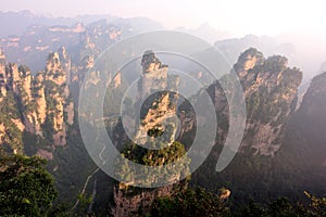 Steep stone mountain at zhangjiajie
