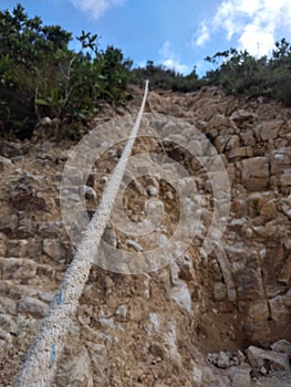 Steep stone road in Yuk Kwai shan & x28;mount Johnston & x29; Hike Ap Lei chau hongkong