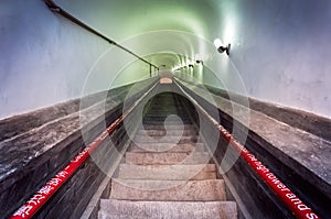 Steep stone steps leading up to Beijing's bell tower