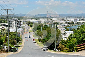 Steep street in a hilly neighbourhood of Gladstone, Australia.