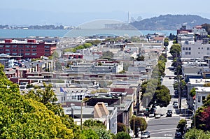 Steep street in San Francisco from Russian Hill