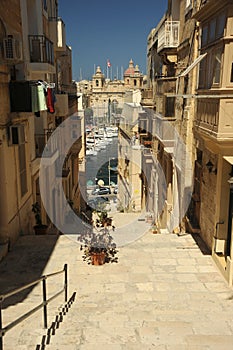 The steep streets of Vittoriosa, Malta