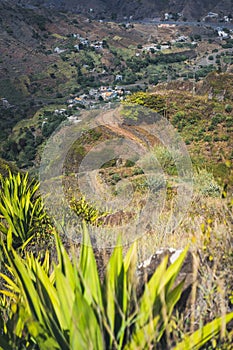 Steep trekking path going from Corda down the canyon to Coculi. Santo Antao Island, Cape Verde Cabo Verde photo
