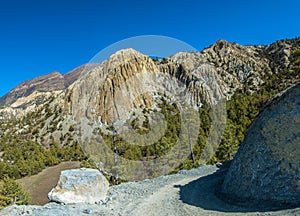 Steep turn of the mountain road, Nepal.