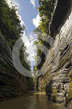 Steep walls of a river canyon