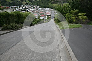 The steepest residential road in the world - Baldwin Street, Dunedin, South Island, New Zealand