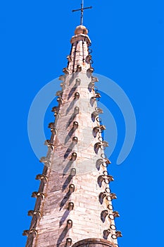 Steeple of Avignon cathedral, topped with gold cross